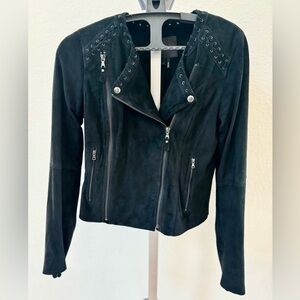 L Black Suede Moto Jacket